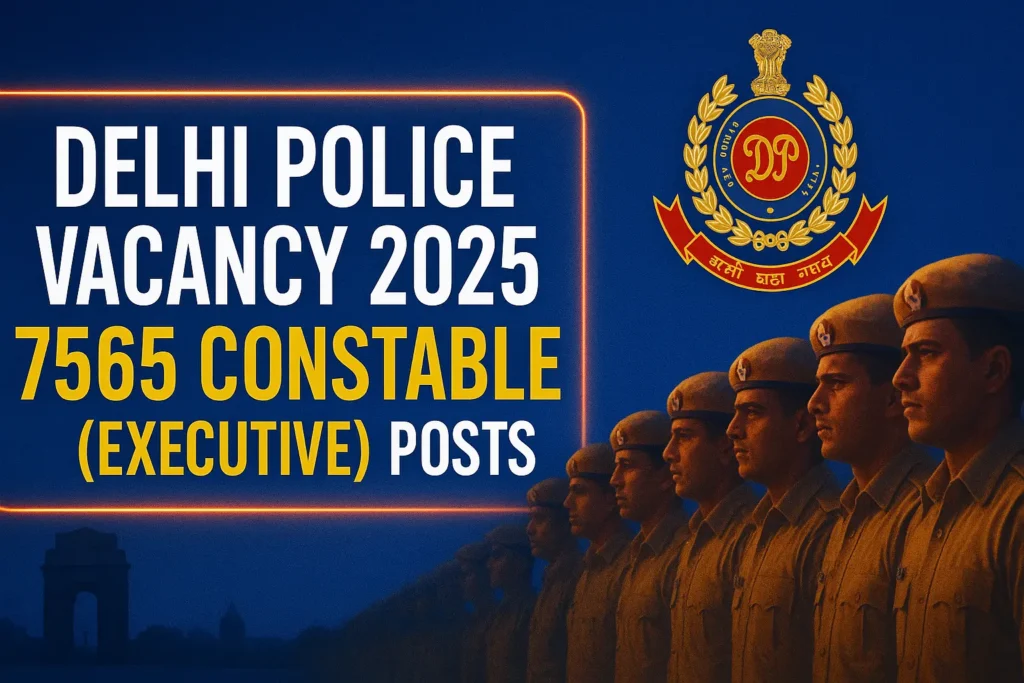Delhi Police Vacancy 2025 Recruitment for 7565 Constable (Executive) Posts