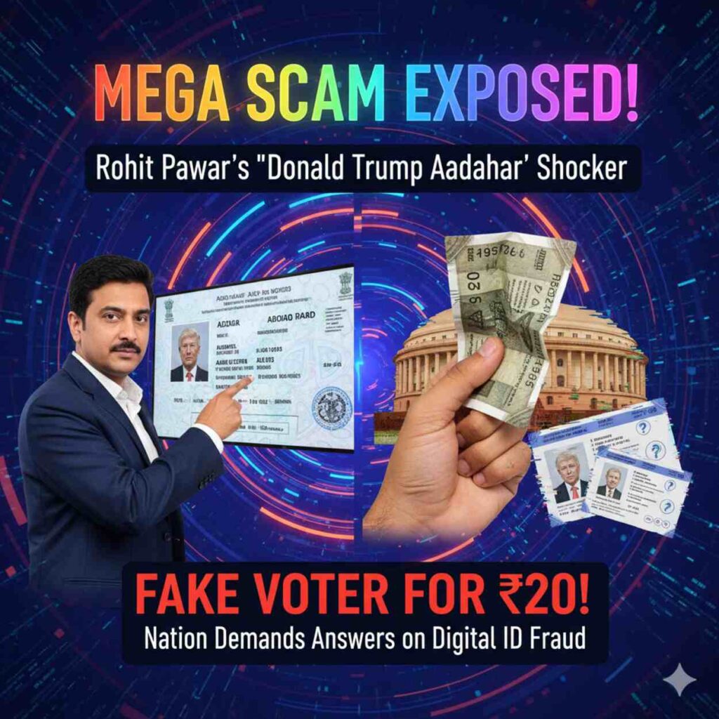 Rohit Pawar Exposes “Donald Trump Aadhaar Card Fake Voter” Scam Live for ₹20
