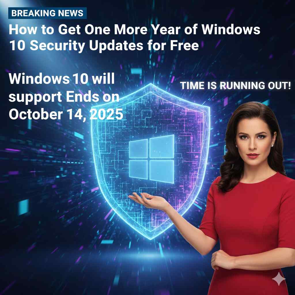 Secure Your Windows 10 Get Free Security Updates Now becuase Windows 10 will reach end of support on October 14, 2025